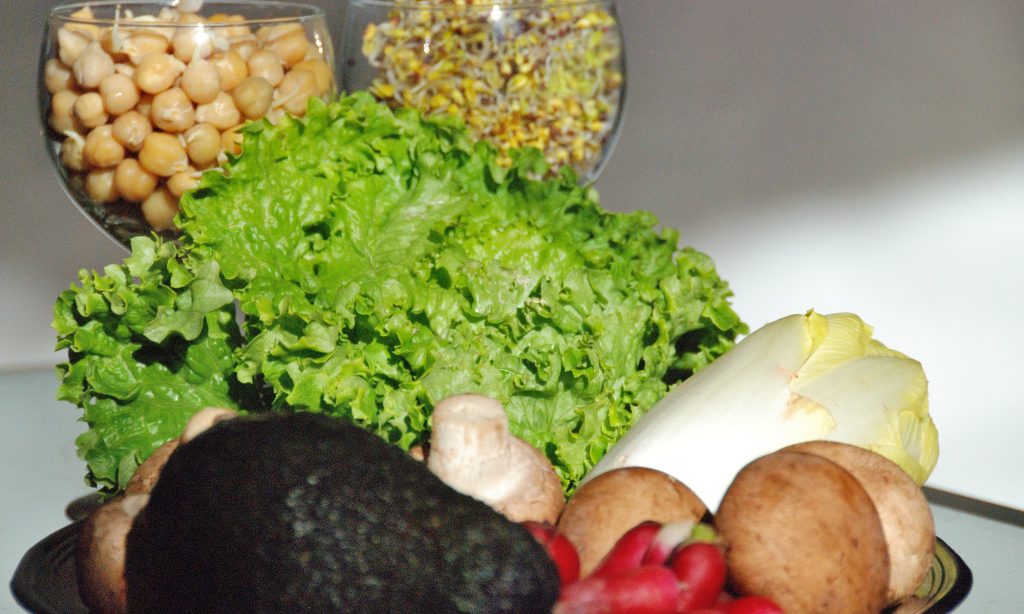 Les ingrédients salade cru et bio